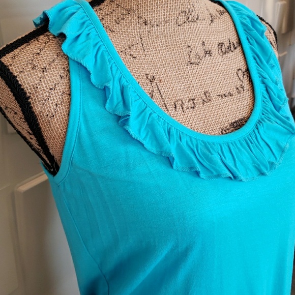 GNW tank top blue ruffle neckline racer back❤️Host Pick❤️ Size Medium - Picture 2 of 4